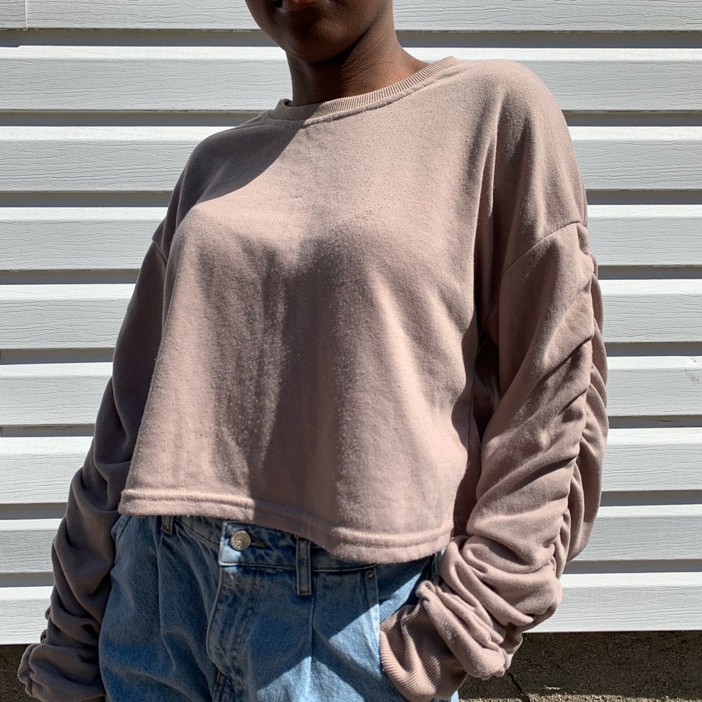 Brown Long Sleeved Cropped Sweater